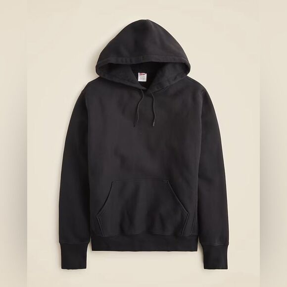 NWT J CREW TALL Heritage 14 oz. fleece hoodie in black - Picture 5 of 7